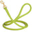 Lime Green leather dog leash with solid brass snap hook, 1/2 inch wide, rolled