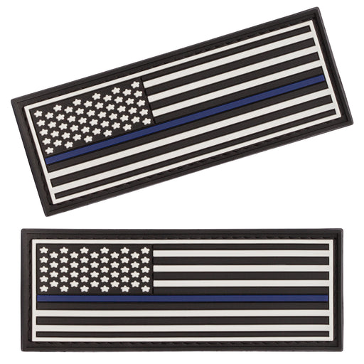 Set of two rubber patches for dogs, American Flag Blue Line design