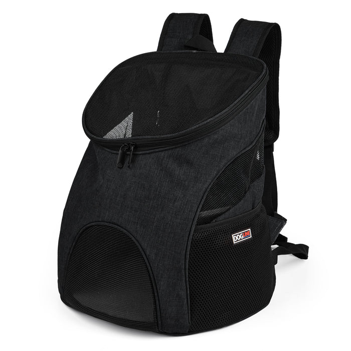 Black pet carrier backpack with mesh top and sides