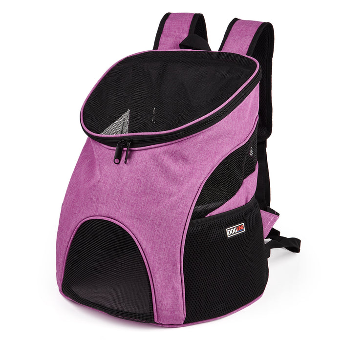 Pink pet carrier backpack with mesh top and sides