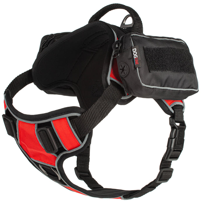 Quest Dog Harness Removable Utility Saddlebags + Built-In Waste Bag Dispenser