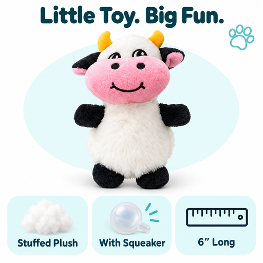 6" Cow Mini Dog Toy