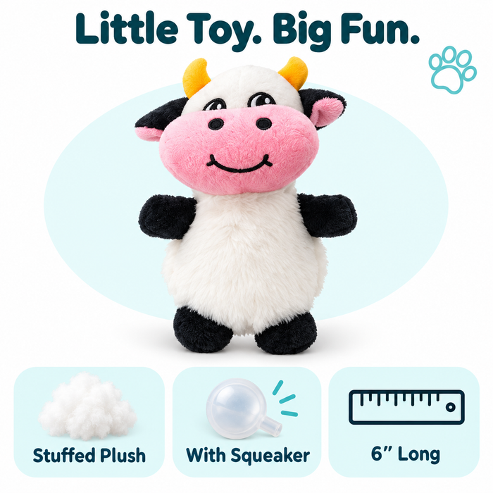 6" Cow Mini Dog Toy
