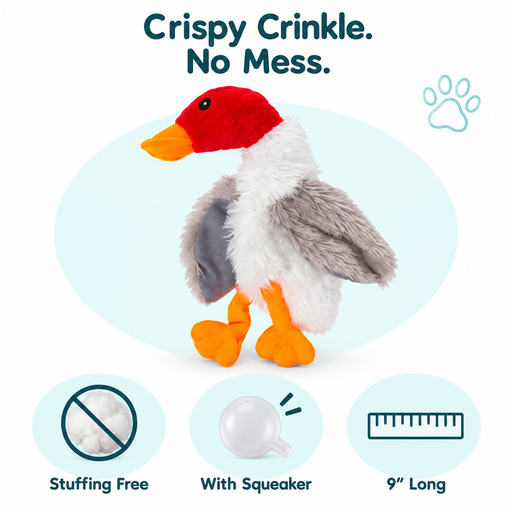 9" Duck White Crinkle Dog Toy