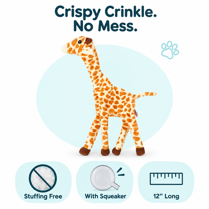 12" Giraffe Crinkle Dog Toy