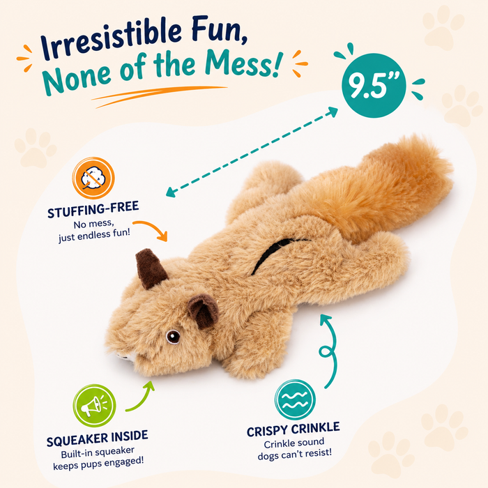 Crinkle Critters Stuffing-Free Dog Toy with Squeaker