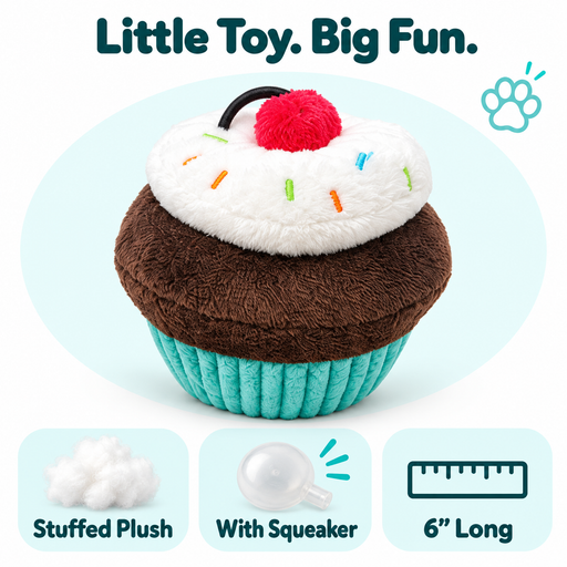 6" Cupcake Turquoise Dog Toy