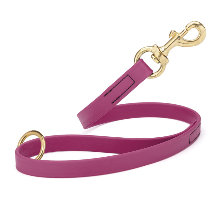 Magenta Pink traffic leash for dogs with brass hardware, made from waterproof Biothane