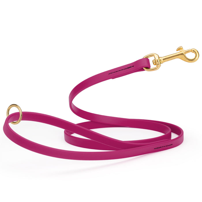 Magenta Pink Biothane dog leash with brass hardware, waterproof, 1/2 inches wide