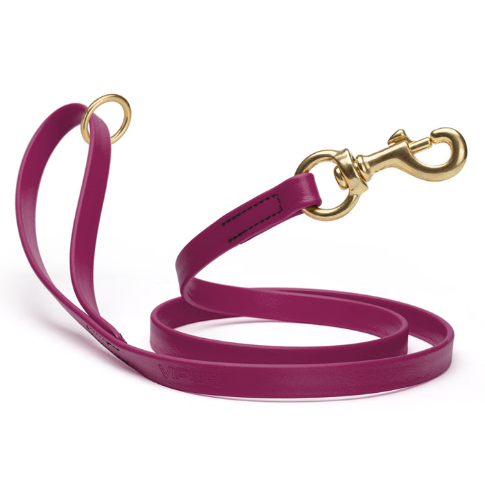 Waterproof dog leash with brass hardware, made from Biothane, 5/8 or 3/4 inches wide, Magenta Pink