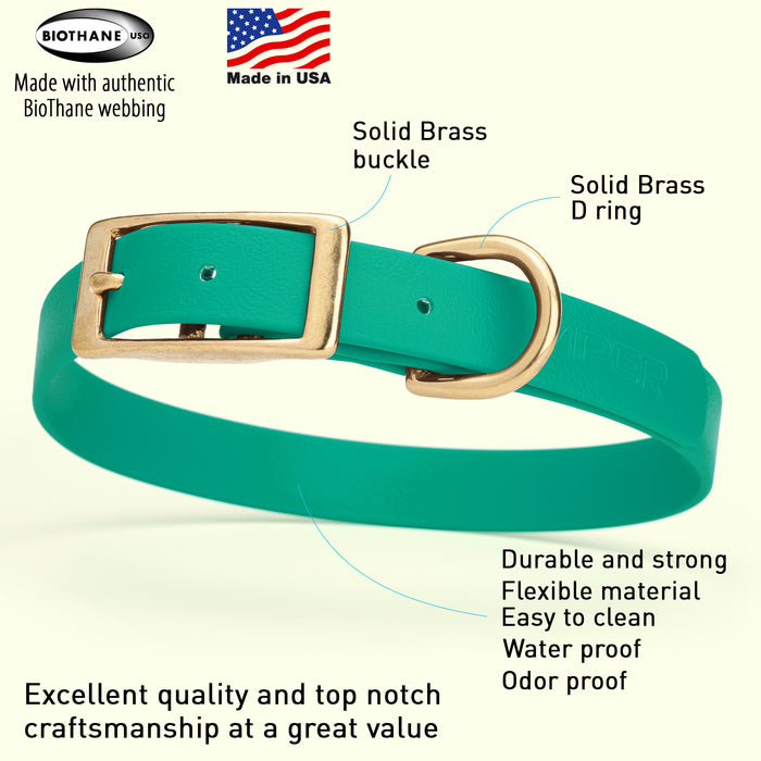 Viper Biothane Waterproof Collar with Brass Hardware