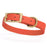 Coral Biothane dog collar for small dogs with brass hardware, 5/8 inch wide