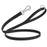 Black Biothane dog leash with pebbled texture, stainless steel Sprenger hook, and O-ring, 4 ft or 6 ft long