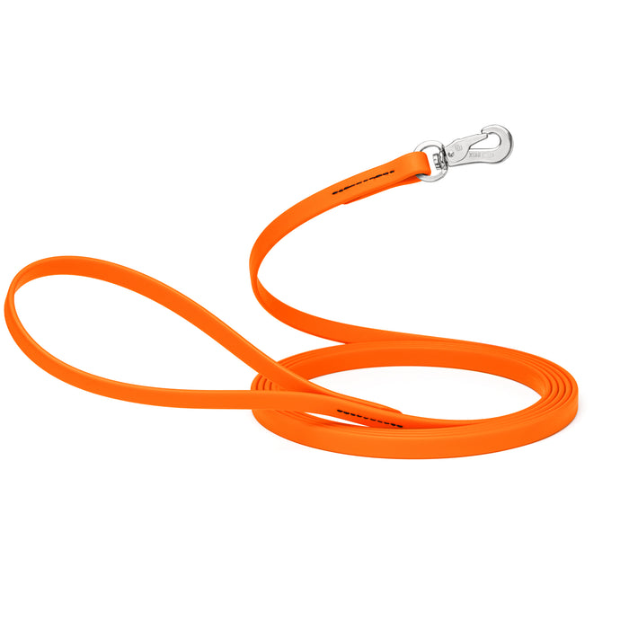 10 ft, 15 ft Long Line Biothane dog leash with Sprenger hook, 1/2 inch wide, Hunter Orange