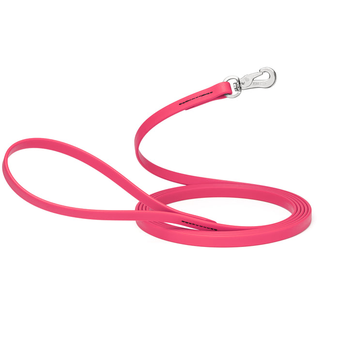10 ft, 15 ft Long Line Biothane dog leash with Sprenger hook, 1/2 inch wide, Passionfruit Pink