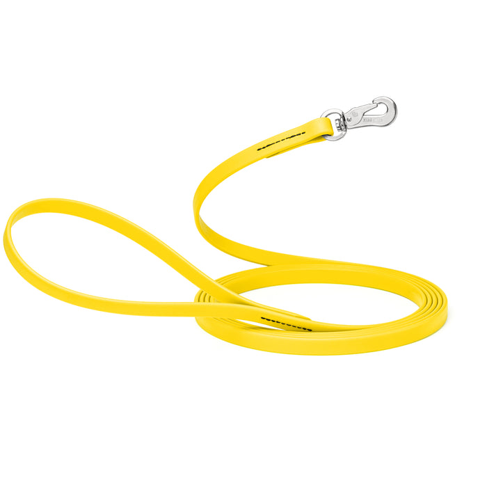 10 ft, 15 ft Long Line Biothane dog leash with Sprenger hook, 1/2 inch wide, Lemon Yellow