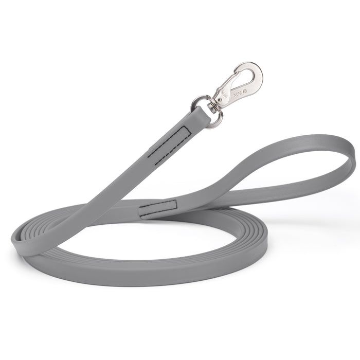10ft or 15ft Battleship Gray Biothane dog leash with stainless steel hook, 5/8 inch wide