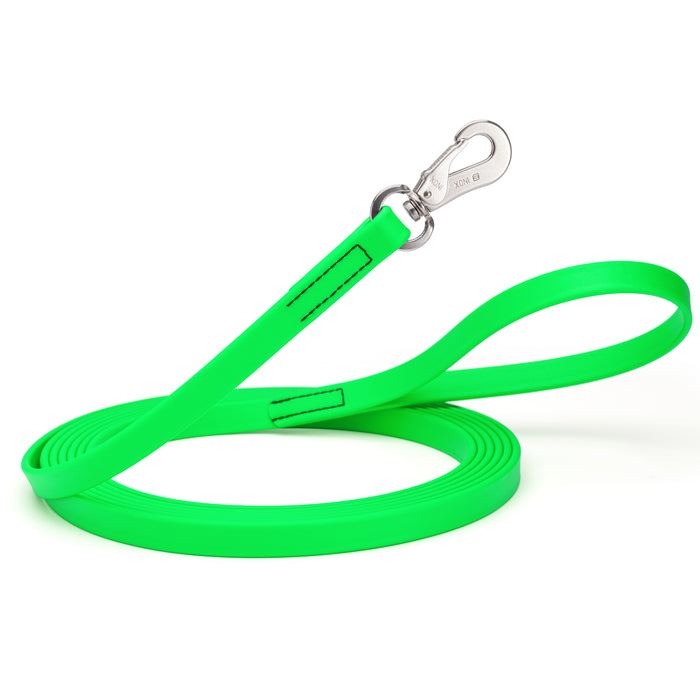 10ft or 15ft Tropical Green Biothane dog leash with stainless steel hook, 5/8 inch wide