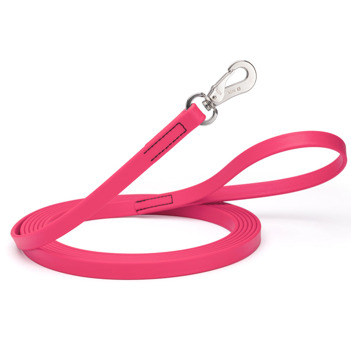 10ft or 15ft Passionfruit Pink Biothane dog leash with stainless steel hook, 5/8 inch wide