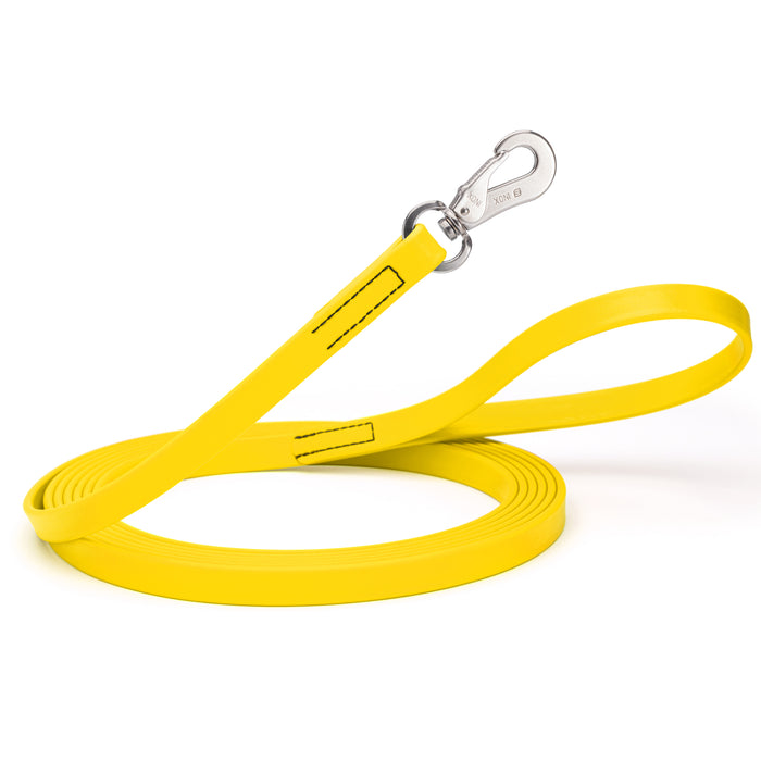10ft or 15ft Lemon Yellow Biothane dog leash with stainless steel hook, 5/8 inch wide