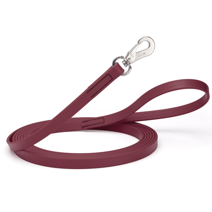 10ft or 15ft Merlot Burgundy Biothane dog leash with stainless steel hook, 5/8 inch wide