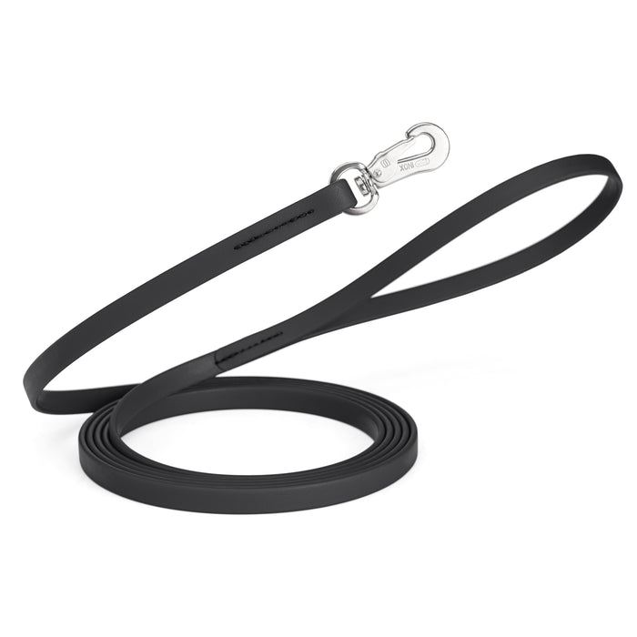 20 ft, 33 ft Biothane dog leash with silver Sprenger hook, 1/2 inch wide, Black