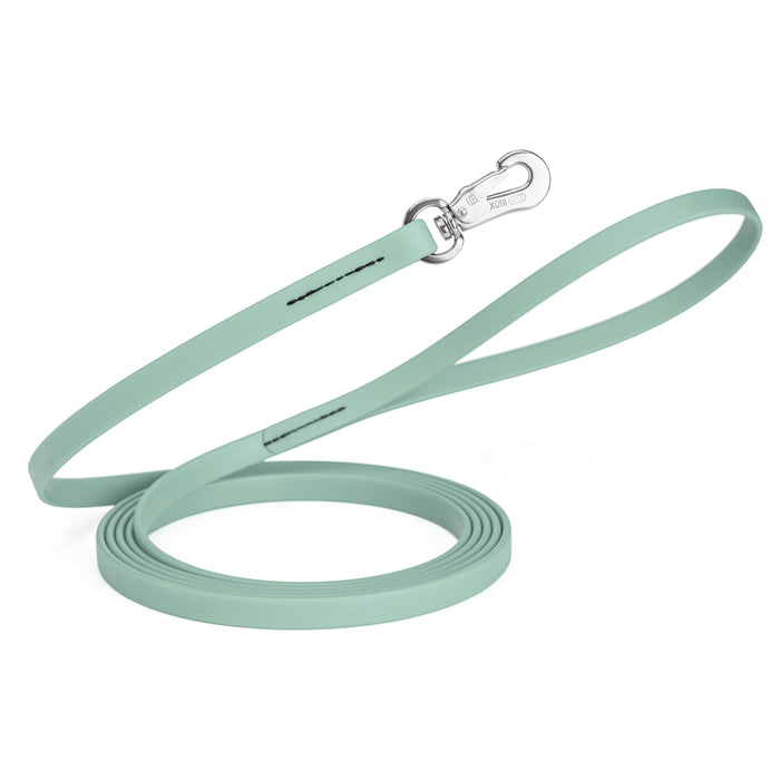 20 ft, 33 ft Biothane dog leash with silver Sprenger hook, 1/2 inch wide, Sage Green
