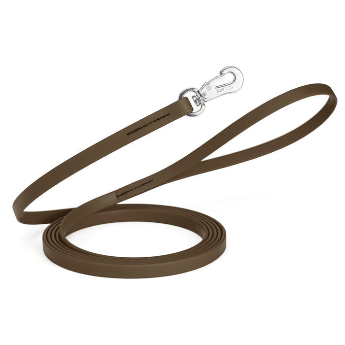 20 ft, 33 ft Biothane dog leash with silver Sprenger hook, 1/2 inch wide, Dark Chocolate Brown