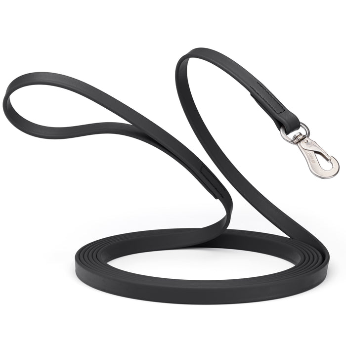 Long Line dog leash with Sprenger hook, 5/8 inch or 3/4 inch widths to choose from, Black Biothane