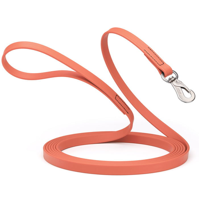 Long Line dog leash with Sprenger hook, 5/8 inch or 3/4 inch widths to choose from, Coral Biothane