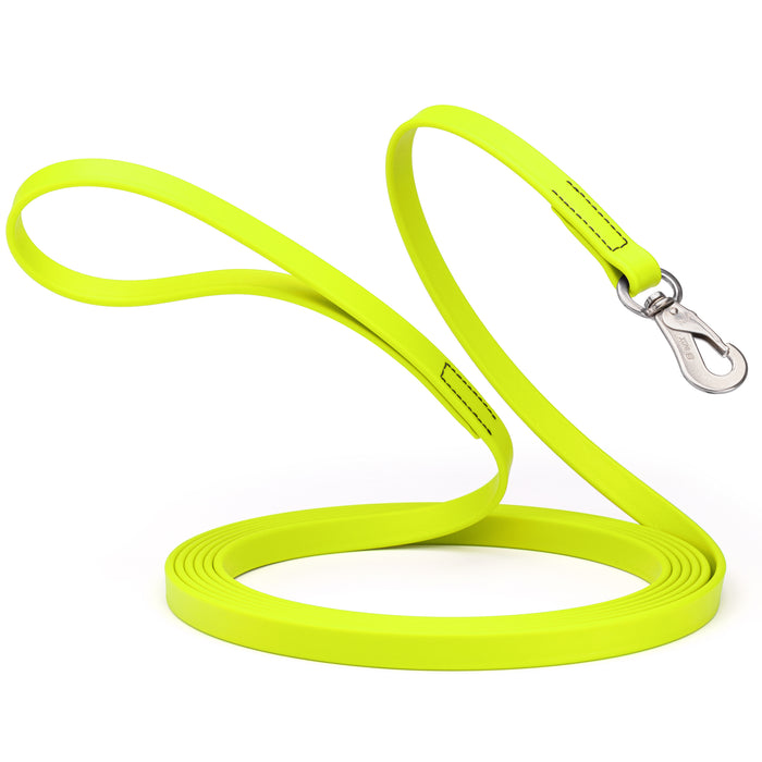 Long Line dog leash with Sprenger hook, 5/8 inch or 3/4 inch widths to choose from, Safety Yellow Biothane