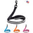 Black leash for dogs with black snap hook and wide reflective strip, made from waterproof Biothane; blue, orange and pink colors available