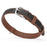 Brown and black leather collar with metal hardware, width 3/4 inch