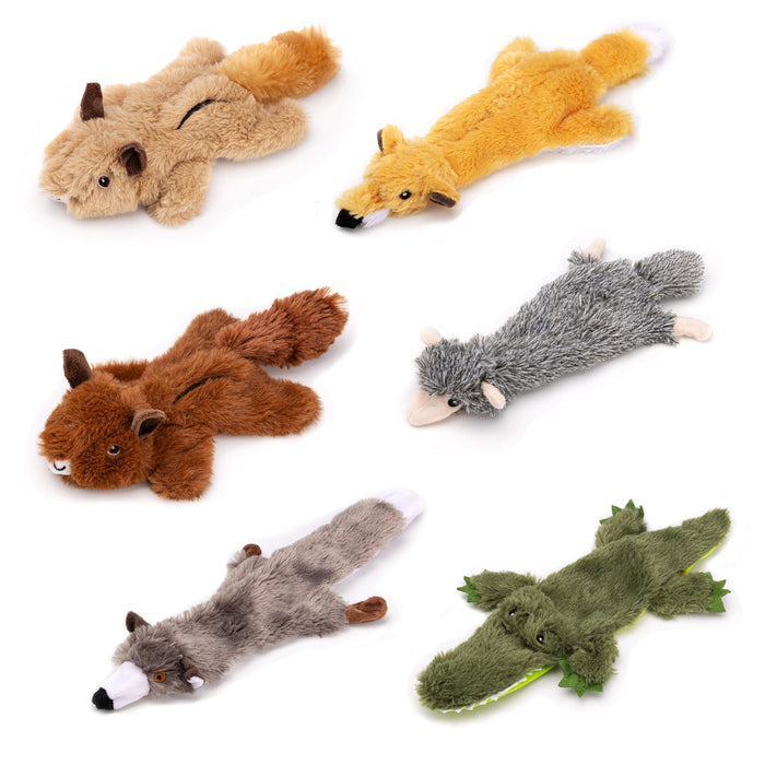 Crinkle Flat Dog Toy with Squeaker