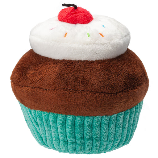 Turquoise cupcake mini plush dog toy for small dogs and puppies