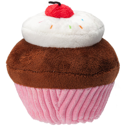 Pink cupcake mini plush dog toy for small dogs and puppies