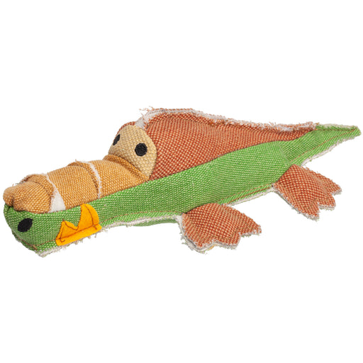 Alligator durable dog toy with a squeaker