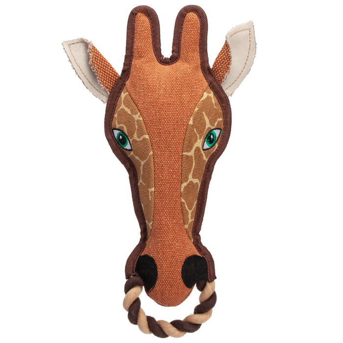 Giraffe durable dog toy with a squeaker
