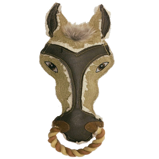 Horse durable dog toy with a squeaker