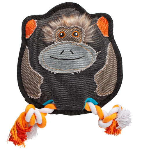 Monkey durable dog toy with a squeaker