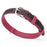 Pink and black leather collar with metal hardware, width 3/4 inch