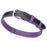 Black and purple leather dog collar with metal buckle and D-ring, 1 inch wide