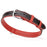 Black and red leather dog collar with metal buckle and D-ring, 1 inch wide