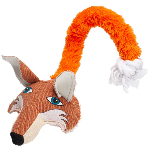 Fox squeaky dog toy with rope and ball inside
