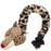 Leopard squeaky dog toy with rope and ball inside