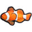 Floating in water dog toy with a squeaker, clownfish