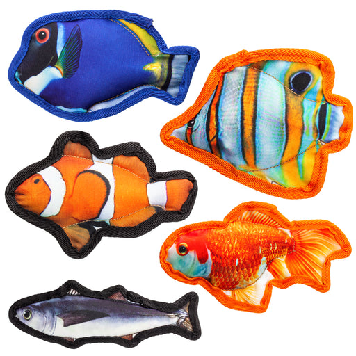 Squeaky dog toys for small dogs and puppies, five fish styles