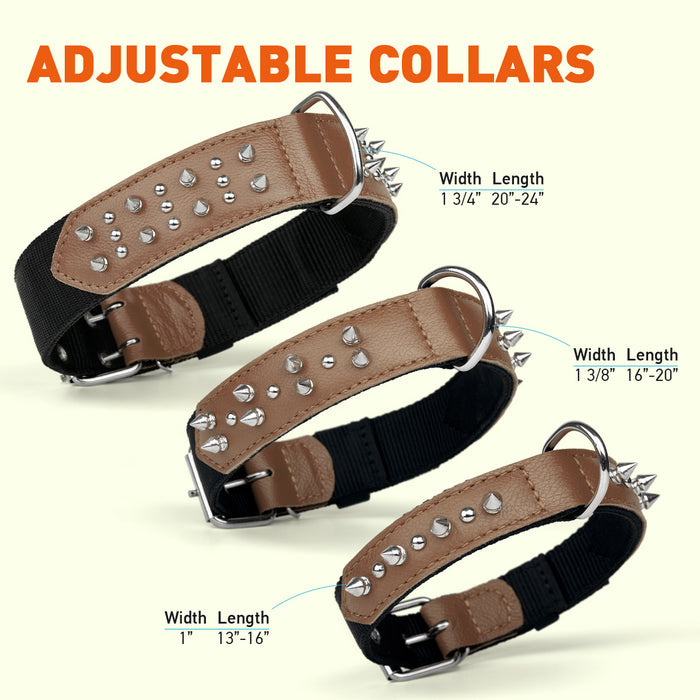 Leather + Nylon Spike Collar