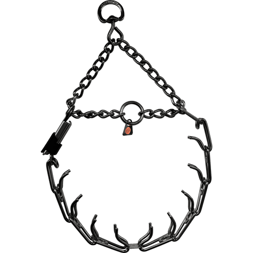 Herm Sprenger - ULTRA-PLUS Training Collar with Center-Plate, Assembly Chain, and ClicLock - Black Stainless Steel