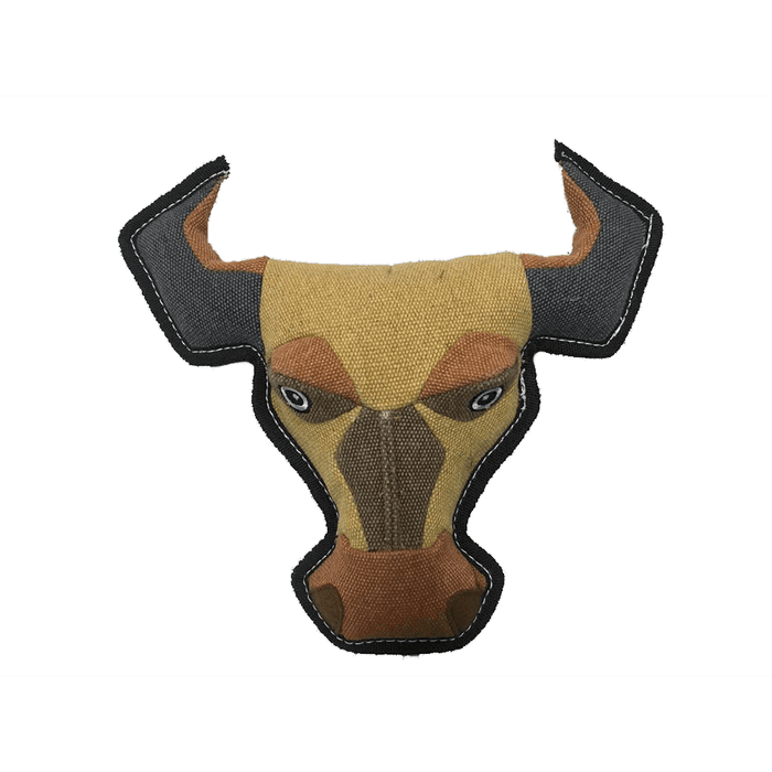 Bull durable dog toy with a squeaker